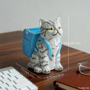 TEMU 창의적인 디자인의 귀여운 고양이 펜꽂이 정리함, 연필, 페인트 브러시, 사무용품에 적합, 가정 및 사무실용 장식 수납 액세서리, 사무용품 및 액세서리
