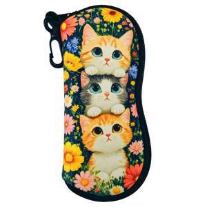 TEMU 귀여운 고양이 패턴 안경 케이스 1개, 부드러운 네오프렌 고무 스크래치 방지 및 안경 홀더, 아기 고양이 포함, 남성 및 여성을 위한 컴팩트 커버, 일상용 휴대용