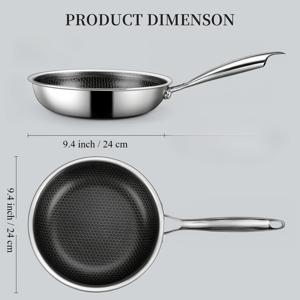 TEMU 스테인리스 스틸 논스틱 프라이팬 9.4인치(약 24cm) 논스틱 허니콤 코팅 프라이팬, 계란 및 계란 후라ย에 적합 - 모든 스토브와 호환되는 건강한 주방 요리팬