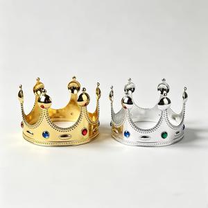 TEMU 실버 앤 골드 조절 가능 2개 로열 왕관 세트, 킹 퀸 프린스 디자인, 이브닝 웨어, 기념 행사, 할로윈 코스튬 매칭, 축제 공연, 생일 파티 선물로 적합한 플라스틱 보석 장식
