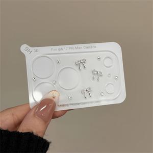아이폰 /17Pro 호환 귀여운 3D 리ボン 투명 카메라 렌즈 보호 필름, 유리 렌즈 보호 스티커 우아하고 빛나는