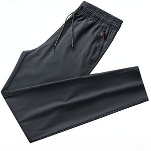 TEMU 남성용 아이스 실키 섬유 원단 캐주얼 스포츠 긴 바지, 우븐 여름용 경량 루즈핏 통기성 속건성 초경량 시원한 트레이닝 팬츠