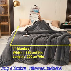 TEMU 1개 다크 그레이 밀크 벨벳 양모 양면 양털 담요, 단색 따뜻한 담요, 소파, 침대, 여행 및 캠핑용