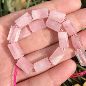 TEMU 자연석 장미수정 원통형 간격구슬 13-16개, DIY 정교한 팔찌, 목걸이, 귀걸이 액세서리용, 주얼리 제작 용품