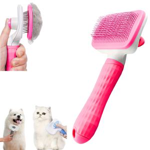 강아지, 고양이를 위한 간편한 세척 그루밍 브러쉬 - 원 버튼 헤어 제거 기능이 있는 부드러운 탈모 마사지 빗, 플라스틱 손잡이, 털이 많이 나는 경우에 적합, 엉킴 방지 및 털 제거에 효과적이며, 인체공학적 디자인으로 강아지와 고양이 모두에게 적합