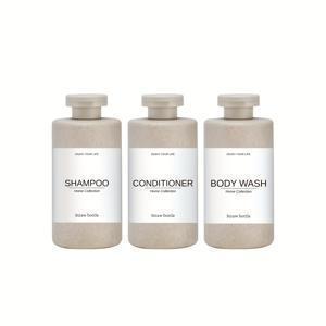 샴푸, 컨디셔너, 바디워시용 라벨 3개 포함 3개 세트 욕실 보관 용기 - 300ml/10.14oz, 리필 가능한 스퀴즈 병, 가정용 또는 여행용으로 완벽함