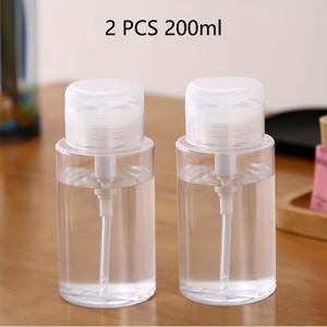 2개 세트 200ml/6.76oz 펌프 디스펜서, 빈 병 용기, 메이크업 리무버 워터 리필 병, 네일 폴리쉬 리무버 펌프 병, 리필 가능한 여행용 병 - 네일 폴리쉬 리무버, 알코올, 토너용, 가볍고 휴대 가능, 여행 필수품,컴팩트 디자인,누수 방지 용기,내구성 있는 플라스틱,액체 디스펜서,미용실 전문가,뷰티 애호가