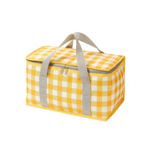 1개 대용량 보온 도시락 토트백, 클래식 레드 옐로우 화이트 체크 무늬 보온 쿨러 백, 여름 피크닉 해변 여행 바베큐용, 재사용 가능한 다기능 사각 식품 보관 가방, 통근 캠핑 야외 활동용
