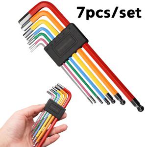 7개 육각 렌치 알렌 렌치 세트, 미끄럼 방지 롱 볼 엔드 육각 렌치 세트 1.5-6mm, 기계, 장비, 자동차, 자전거 수리, 자전거 유지 보수를 위한 범용 사양