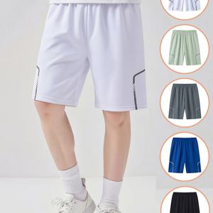 TEMU 10대 반바지 5종 세트, 여름 청소년 프린트 5부 바지, 탄성 허리 밴드, 루즈핏 반바지, 야외 활동용 10대 메쉬 속건성 스포츠 런닝 바지, 데일리 기본 스타일, 13세 이상, 남아용 반바지 세트, 5가지 색상, 세탁 가능, 야외용