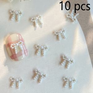 10개입 귀여운 3D 레진 리본 네일 아트 데코, 한국식 리본 네일 액세서리, 네일 아트 용품, 네일 젬스