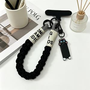 TEMU 인터넷 핫템 오색 귀여운 만화 고양이 펜던트 휴대폰 손목 스트랩, 두꺼운 수제 핸드 위븐 핸드 스트랩, 영어 웨빙 공용 휴대폰 스페이서 체인, 여아용 가방, 이어폰, 열쇠용 다용도 액세서리 세트, 친구와 어르신을 위한 선물용으로 적합, 가방 고리, 열쇠고리, 독창적이고 참신한 디자인, 고품질 수제 액세서리, 패션 애호가와 액세서리 수집가용