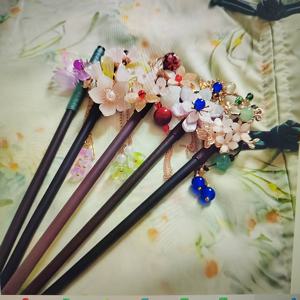 TEMU 5개 수제 우아한 나무 헤어핀, 태슬 & 플로럴 패턴, 레트로 중국 황제 궁정 펜던트 헤어 클립, 뒷머리 올림 헤어 추가, 빈티지 헤어 클립, 일본 기모노 & 유카타 추가, 여성 선물 및