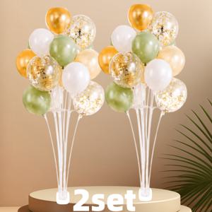 TEMU 2개 재사용 가능 풍선 스탠드 세트, 안정적인 받침대 탁상 및 바닥 디스플레이 랙 (결혼식, 생일, 졸업식, 어버이날, 새해, 발렌타인데이 파티용), 크리스마스, 할로윈용 플라스틱 기둥 스탠드