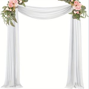 TEMU 1패널 72cm*500cm 웨딩 아치 드레이핑 원단 시폰 시스루 커튼, 결혼식 아버 약혼식 파티 브라이덜 샤워 장식 배경 천