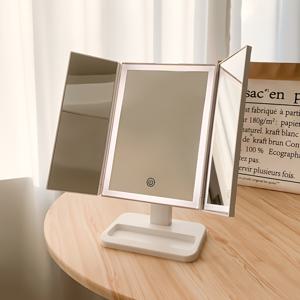 TEMU 신상 메이크업 거울 1개 / 터치센서 LED 조명 메이크업 거울 / LED 조명 거울 / 유럽 스타일 화장대 거울, 여아 및 여성용, 탈의실 및 침실용