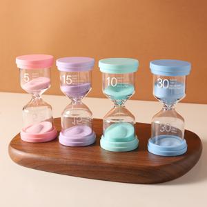 TEMU 4개, 컬러풀 모래시계 마카론 타이머 5분/ 10분/ 15분/ 30분 시계 모래시계 게임 교실 가정 사무실 주방 장식용
