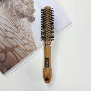 1개 우드 패턴 원형 헤어 브러쉬 빗, 패들 빗, 브리슬, 모든 헤어 타입에 부드러운 컬링 및 엉킴 방지, 휴대하기 좋은 컴팩트 디자인, 쉬운 건조 및 블로잉, 스타일링 도구, 살롱 및 가정용으로 이상적, 내구성 좋은 플라스틱, 이상적인 선물