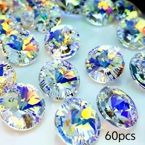 60개 6mm & 8mm 오스트리아 스타일 반짝이는 스타 판타지 비즈 - 리플렉티브 컷팅 인조 보석, DIY 주얼리 만들기용 목걸이 귀걸이 펜던트 공예 재료