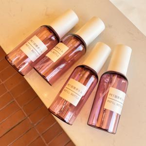 사팩 100ml 스프레이 빈병 - 벚꽃 핑크 투명, 재충전 가능한 재사용 화장품 용기, 욕실 스프레이 여행 세트