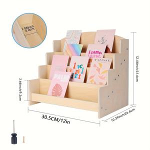 1개 4단 나무 디스플레이 랙, 카드 보관함 스티커 전시대, 다목적 소매점용 카운터 전시대, 엽서/매뉴얼/사진/그림 수납 가능