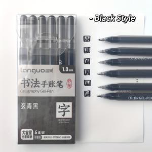 6개입 캘리그라피 저널 펜 1.0mm 컬러 젤 펜 대용량 드로잉 낙서 노트북 클래식 컬러 젤 펜