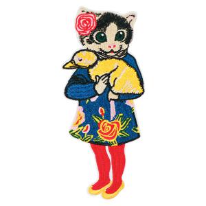 TEMU 1팩 대형 귀여운 고양이 & 오리 록키빌리 아이언온/재봉용 패치 - 컬러풀 자수 DIY 바이커 엠블럼, 재킷, 청바지, 백팩에 적합 - 고양이 테마 의상 & 록키빌리 스타일을 위한 재미있는 어플리케