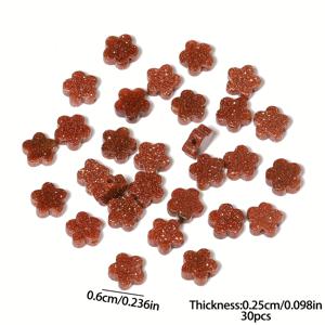 주얼리 만들기용 30개입 6mm 골든 샌드스톤 플라워 비즈 - 정교한 꽃무늬가 있는 천연석 루즈 비즈, 팔찌·목걸이·귀걸이 및 독특한 선물용 DIY 공예 재료, 주얼리 제작용 자연석 비즈, 텍스처 표면 디자인