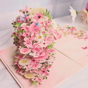 TEMU 1개 데이지 장미 난초 팝업 카드, 나비와 꽃 디자인 – 엄마, 어버이날, 생일, 발렌타인데이 결혼식 또는 특별한 날을 위한 3D 수제 카드 – 노트 카드 및 봉투 포함, 축하 초대 카드 팝업 카드