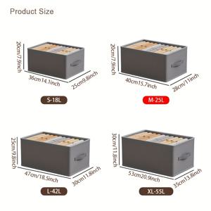 TEMU 접이식 패브릭 수납 정리 바구니 - 회색 다용도 옷, 장난감 및 액세서리 정리함 손잡이 포함, 공간 절약 디자인 홈/여행용, 기숙사 옷장 정리 필수품, 클래식 스타일, 튼튼한 손잡이, 선반 바스켓