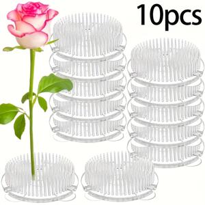 TEMU 10개 플라스틱 꽃 개구리 꽃 핀 브로치 꽃 개구리, 꽃병 꽃 장식용 플로럴 핀 쿠션, 일본식 이케바나 핀 개구리 홀더 (식물 장식용), 파티/결혼식 장식