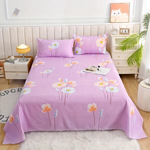 TEMU 3pcs Purple Floral Print 침대 시트 세트, 모든 계절에 적합, 침실 및 B&B에 적합, 침대 시트 1개와 두 개의 베개 케이스 (베개 코어 없음) 포함