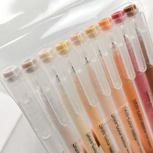 TEMU LANGUO 9색 젤 펜 0.5mm 대용량 니브 및 베이지 브라운 시리즈 9색 하이라이터 펜 드로잉 세트, 캐릭터 스킨, 마킹, 낙서, 전문가용 미술 목적