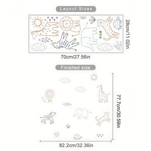 TEMU 1개 귀여운 카툰 동물 코끼리 고양이 기린 PVC 수채화 벽 스티커 방 장식 침실 홈 데코 셀프 접착식
