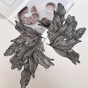 TEMU 대형 나비 모양 레이스 꽃 한 쌍, 블랙, 의류 재봉용, 장식 커튼, 핸드메이드 DIY, 할로윈 코스튬 제작에 완벽