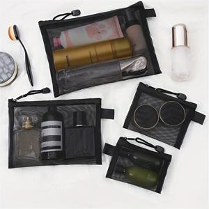 TEMU 4개 투명 메시 세면도구 가방 소형 휴대용 간편 캐주얼 대용량 수납 가방 정리함 세면 가방 메이크업 가방 투명 나일론 메시 세면도구 가방 휴대용 여행용 메이크업 가방 다기능 세면 가방
