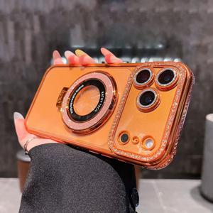 TEMU 휴대폰 케이스 - 고급 라인스톤 글리터 3D 마그네틱 TPU 폰 케이스 (아이폰 17 16 15 14 13 12 Pro Max Plus 11 16E 에어 커버용), 투명 충격 방지 범퍼 케이스
