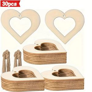 TEMU 30개 나무 하트 DIY 페인팅 블랭크 - , 웨딩, 생일 파티 장식용 사전 컷팅된 나무 공예, 손으로 칠하는 매달기 장식, 페인팅 가능한 기념품 (30개) 홈 & 가든용 - DIY 공예에 적합