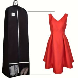 1개 72인치 블랙 웨딩드레스 가먼트백 (지퍼 포켓 및 신발 수납공간 포함), 웨딩드레스 먼지방지 커버, 여행용 의류 보관, 홈 & 옷장 정리, 웨딩드레스 가방, 연회용 이브닝드레스, 코트 액세서리 정리 & 웨딩 부티크