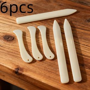 TEMU 6피스 본색 플라스틱 도구 세트, 주름 및 묶음 도구, 가죽 연마 도구, DIY 스크랩북 및 종이접기용, 종이 주름 도구