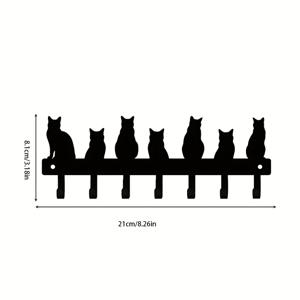 TEMU 고양이 모양 벽걸이 키걸이 - 블랙 메탈 파우더 코팅, 귀여운 새끼고양이와 발바닥 디자인 - 다용도 키홀더, 현관, 문, 실내 정리용 - 스타일리시한 홈 스토리지 & 크리스마스 선물, 열쇠, 가방 보관에 적합