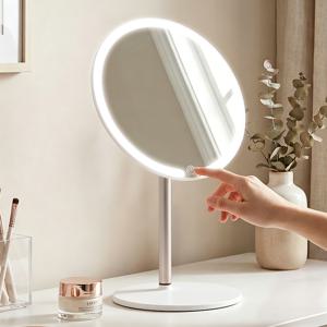 TEMU BELLSAL LED 탁상거울, 무선 충전식 원형 메이크업 거울, 3가지 모드 조명 각도 조절 가능 화장대 거울