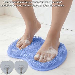미끄럼 방지 흡입 컵 디자인 3종 세트 (샤워용 발 및 등 마사지 패드 1개 + 후크 2개), 발바닥과 등을 마사지하는 데 적합, 가정용 욕실에서 피로를 풀고 휴식을 취하기에 이상적, 목욕솔 및 바디솔