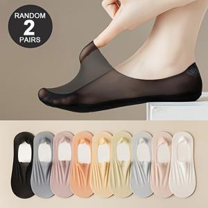 TEMU 2/6켤레 랜덤 여성용 깔창 속 신발, 초박형 투명 로우컷 라이너 양말, 미끄럼 방지 통기성 플랫 및 하이힐 양말, 다양한 색상