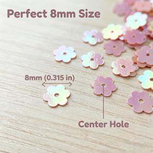 TEMU 1800개 8mm 육각형 분홍 복숭아꽃 납작한 스팽글, 납작한 펜던트 주얼리, 다양한 수공예 디자인, 의류, 신발 표면, 가방, 선물 장식, 드레싱, 데스크탑 장식, 결혼 기념일에 적합