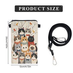 TEMU 스카프를 맨 귀여운 고양이 양면 프린팅 휴대폰 파우치 1개, 조절 가능한 스트랩 크로스바디백, 남녀공용 일상용, 휴일, 야외 활동, 크리스마스, 생일 등을 위한 선물