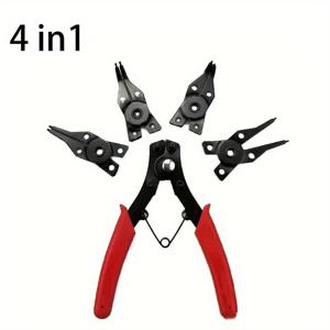 TEMU 4-in-1 서클립 플라이어 세트 스냅 링 플라이어 멀티 크림프 탈착식 플라이어 헤드 리테이닝 서클립 플라이어 수공구 다기능
