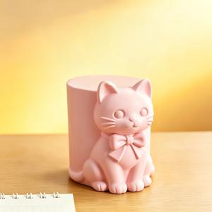 TEMU 1개 카와이 3D 리본 고양이 수납 홀더 다기능 책상 정리함 (펜, 연필, 브러쉬용), 귀여운 고양이 메이크업 브러쉬 컨테이너, 창의적인 욕실 칫솔 치약 홀더, 사랑스러운 홈 데스크 데코 장식 선물