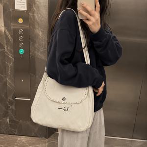 TEMU 일본 스타일 고양이 캔버스 숄더백, 학생용 대용량 조절 가능 크로스바디 백, 프레피 스타일 다용도 소프트 출퇴근 토트백, 쉬운 세탁 캔버스 데일리 스쿨백, 특정 계층 디자인 감각, 데일리 쇼핑, 학교 출퇴근에 적합