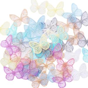 TEMU 60개 나비 레이스 패치, 오간자 소재, 1.8인치 자수 패치, 재봉 가능, 장식용 자수 아플리케, 패브릭 나비 레이스 트림, 헤어 클립, 의류 재봉, 웨딩 드레스 등에 적합